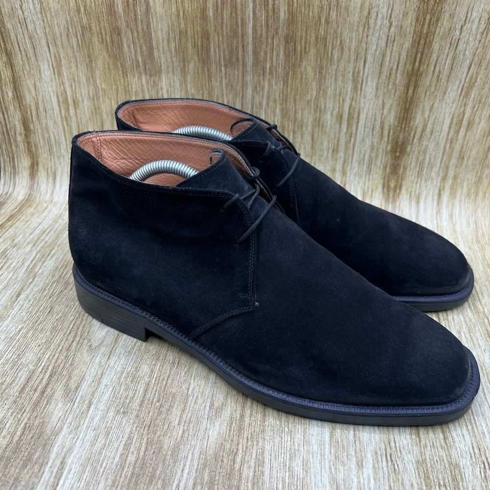 Salvatore Ferragamo Studio Chukka Boots Men's Size 9.5 EEE Black Suede Shoes